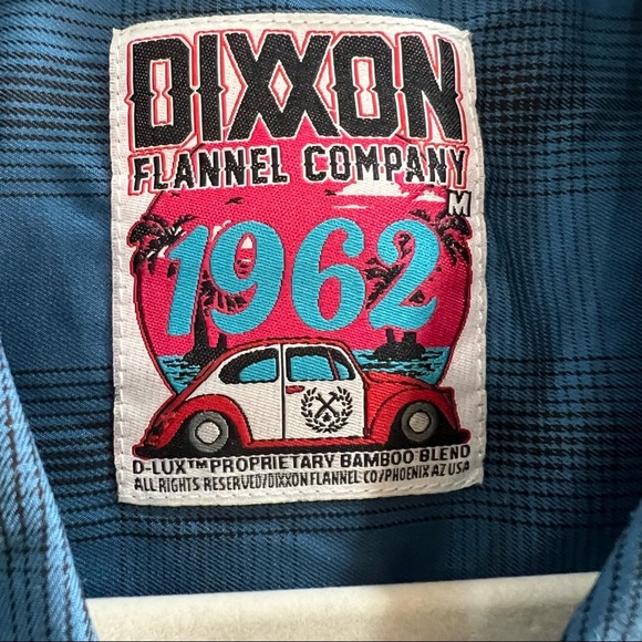 Dixxon Flannel Shirt Womens Sz M  Caicos Blue Black Plaid Short Sleeve Western - Picture 7 of 11